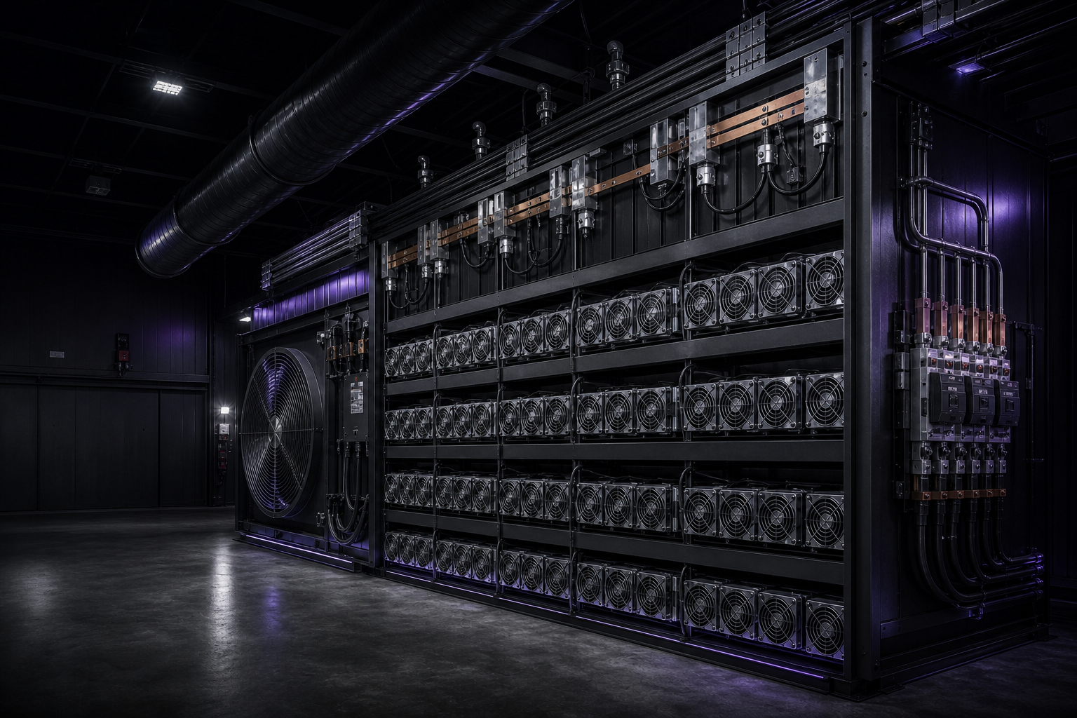 ASIC mining equipment and industrial power infrastructure