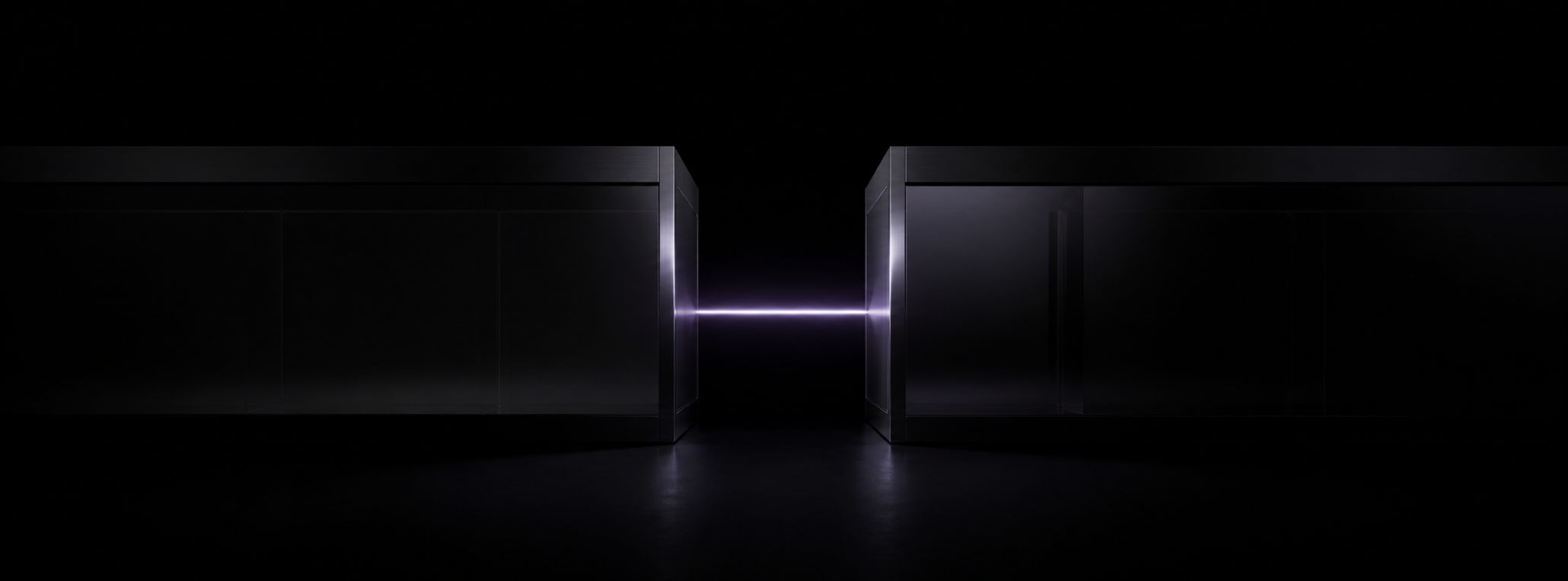 Two institutional liquidity volumes connected through a controlled execution aperture